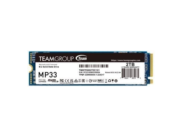 Team Group MP33 M.2 2280 2TB PCIe 3.0 x4 with NVMe 1.3 3D NAND Internal Solid State Drive (SSD) TM8FP6002T0C101