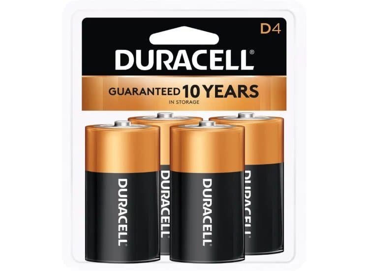 Duracell Coppertop D Alkaline Battery 4 Pack