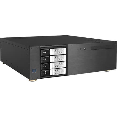 iStarUSA D-340HN-DT 3 RU Compact 4 x 3.5" Bay Trayless Hotswap microATX Desktop Chassis (Silver HDD Handles)