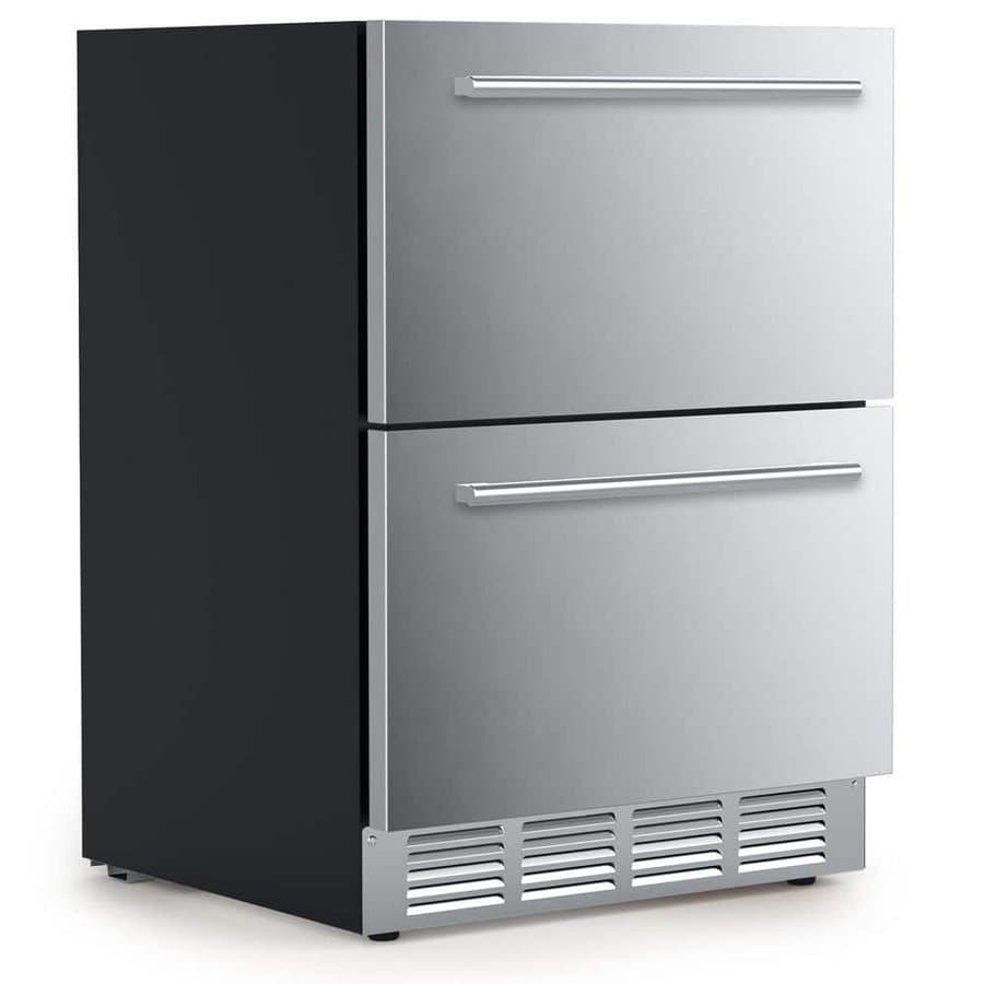 COWSAR 23.4 in. 5 cu. ft. Undercounter Freestanding/Built-in Double Drawer Refrigerator in Stainless Steel Silver