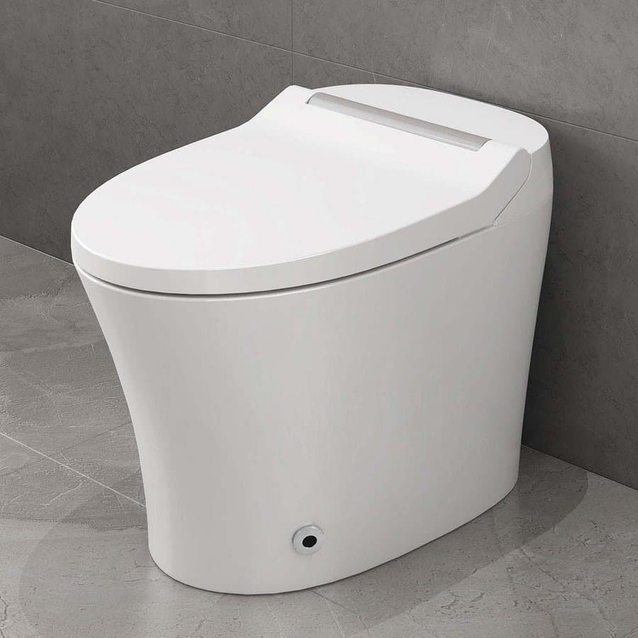 Smart Bidet Toilet in White Dual Flush 1/1.28 GPF, Adjustable Temp Heated Seat/Auto Flush/Foot Sensor/White Night Light