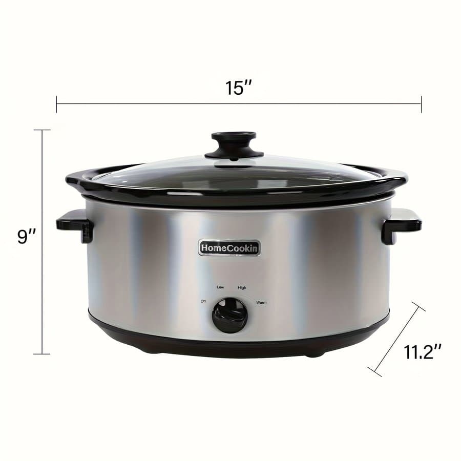 Magnifique 8-Quart Oval Manual Slow Cooker | 3 Cooking Modes (Low/High/Warm) | 370W, Glass Lid, Ceramic & Metal Construction | US Plug for Home Cooking