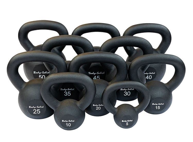 Body-Solid 5-50 Lbs Iron Powder Coat Kettlebell Set