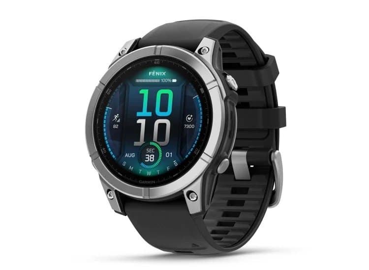 Garmin fenix E AMOLED Smartwatch 47mm, Stainless Steel with Black Silicone Band
