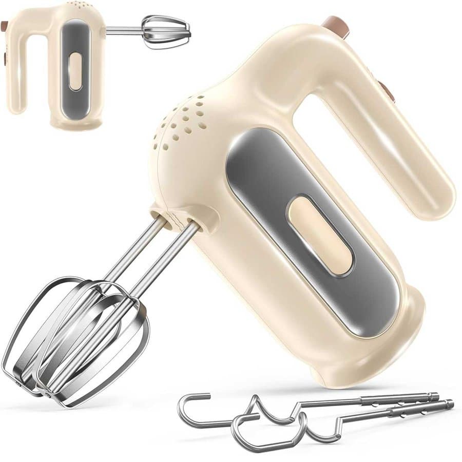 Aoibox  5 Speed Hand Mixer with 2 Dough Hooks and 2 Whisks Dishwasher Safe Stainless Steel Accessories for Baking Cream Cookies and More