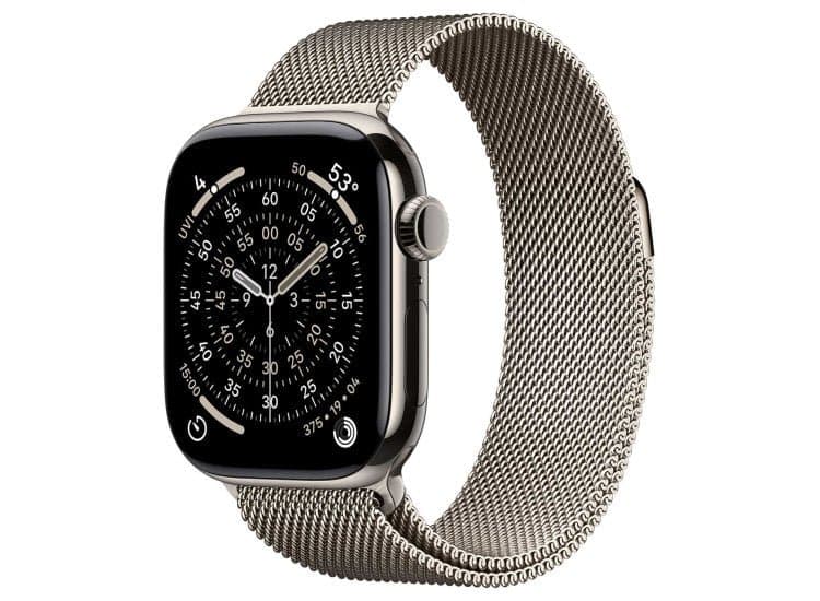 Apple Watch Series 11 GPS & Cellular 46mm Natural Titanium Case with M/L Natural Milanese Loop