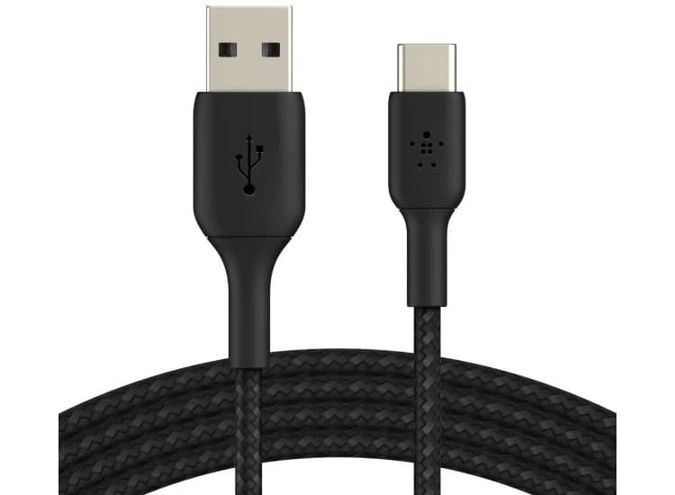 Belkin BoostCharge 6.6-Feet USB-C to USB-A Cable Braided, Black