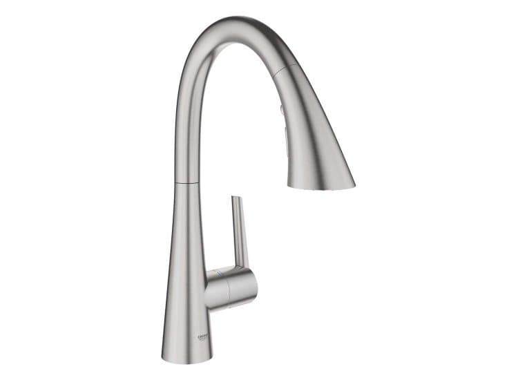 GROHE Pull Down Kitchen Faucet Zedra, SuperSteel Infinity