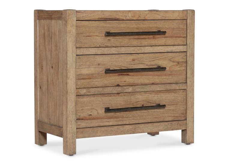 Hooker Furniture Bedroom Vineyard Row Three-Drawer Nightstand, Sonoma