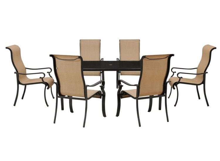 Hanover Brigantine Collection 7-Piece Dining Set with Glass-Top Table