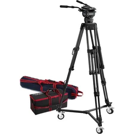 Acebil T2002C STUDIO Professional 3-Section Carbon Fiber Tripod with CH8 100mm Fluid Head and D-5 Dolly