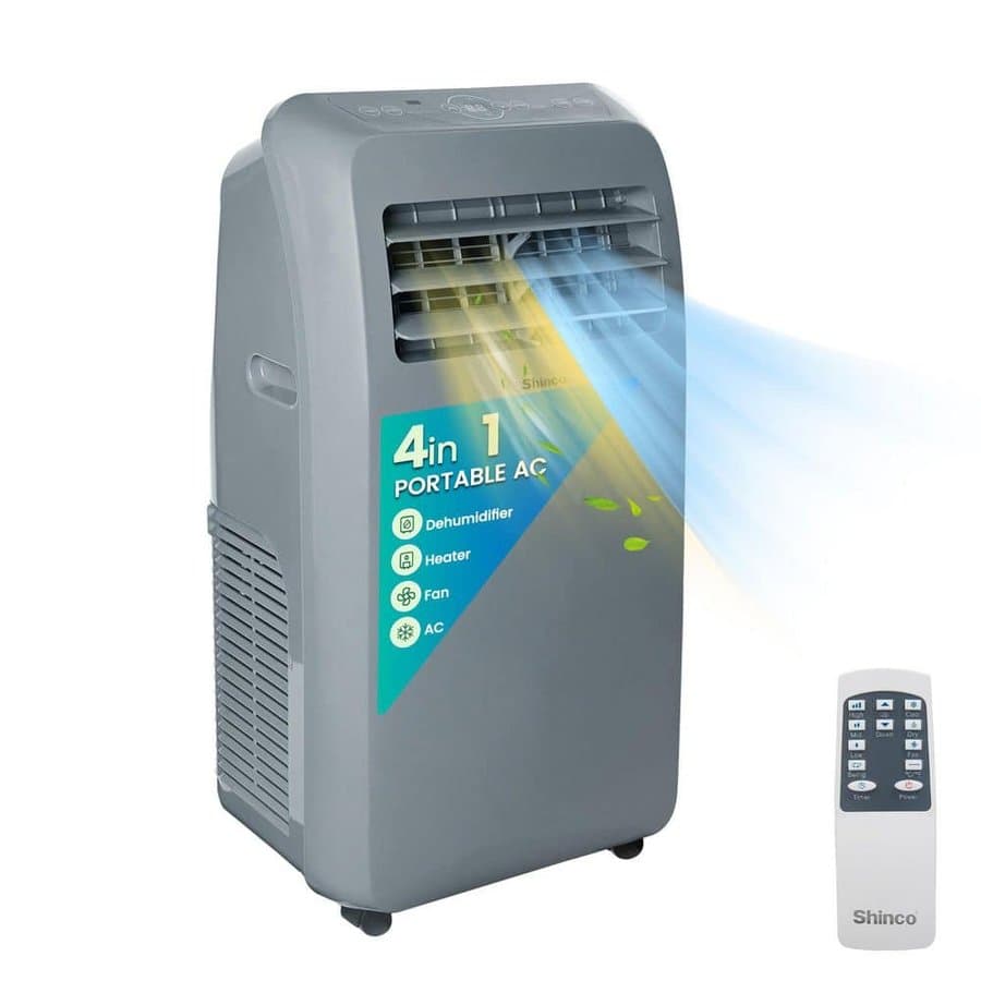 10,000 BTU (6,450 BTU DOE) Portable Air Conditioner Cools 400 sq. ft. with Heater, Dehum & Remote, 3-Speed Fan