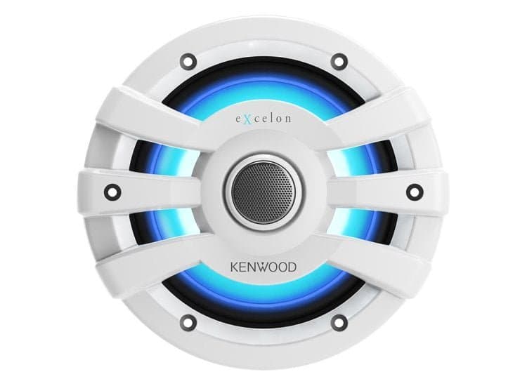 Kenwood eXcelon Motorsports 7.7-inch 2-Way Coaxial Marine Speakers with Illumination, White