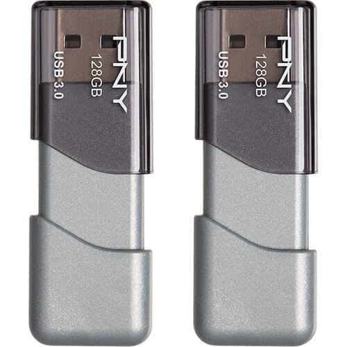 PNY 128GB Turbo Attaché 3 USB 3.0 Flash Drive (2-Pack, Gray)