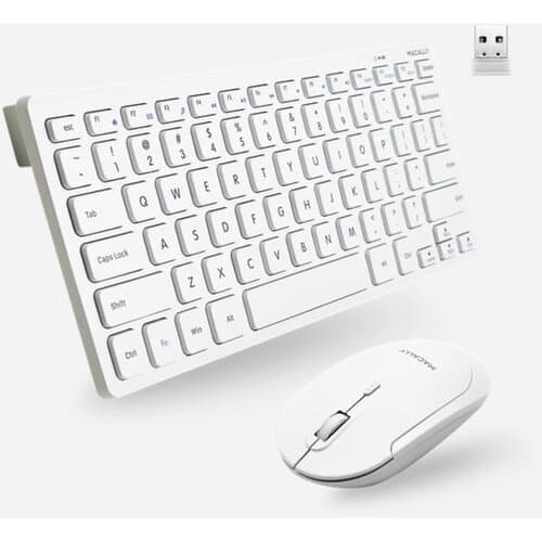 Macally Compact Wireless RF Keyboard and Mouse Combo for Windows (White)