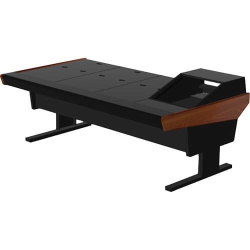 Argosy V1R Universal Workstation Desk with VR1003 10U Front, 3U Rear Module (Mahogany, 89.5")