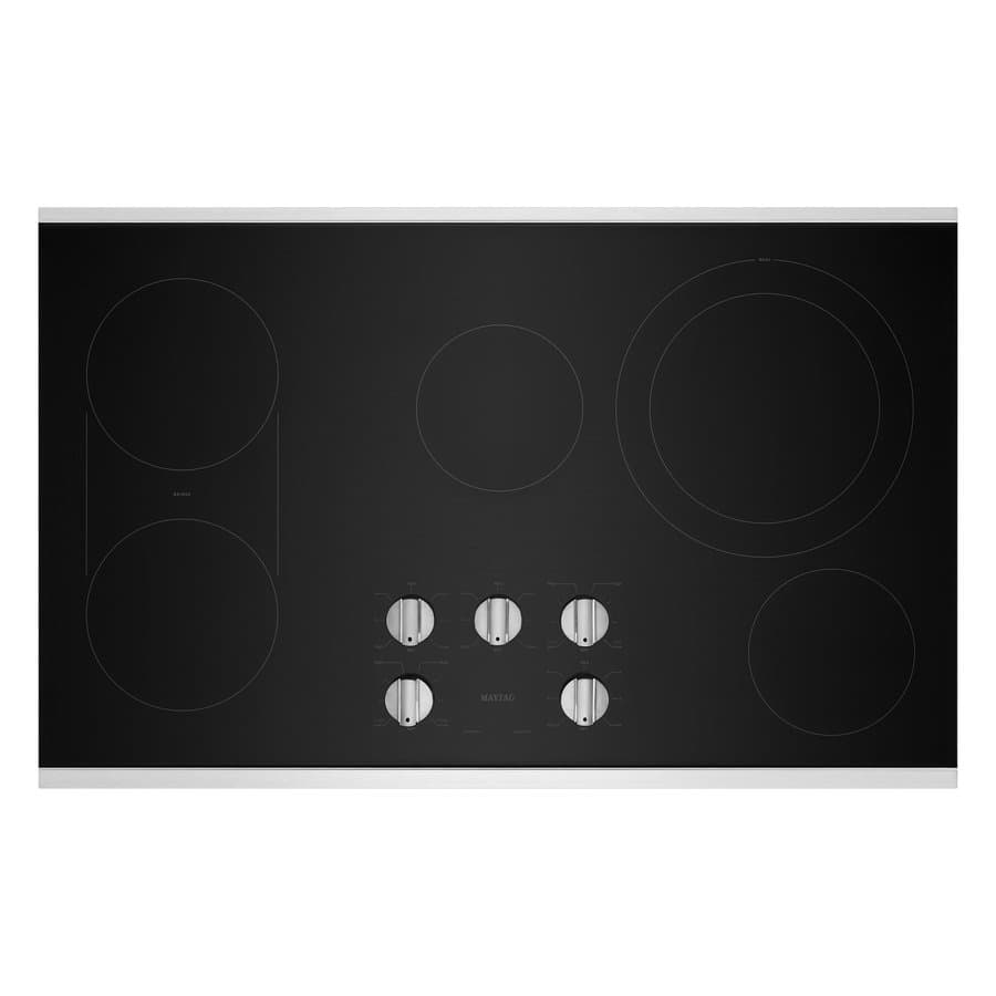 Maytag 36-in 5 burners Smooth surface Stainless steel Electric Cooktop with Bridge Element