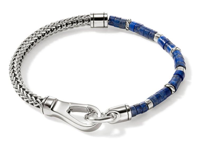 John Hardy Heishi Chain Bracelet-Size Large-in Sterling Silver with Lapis Lazuli