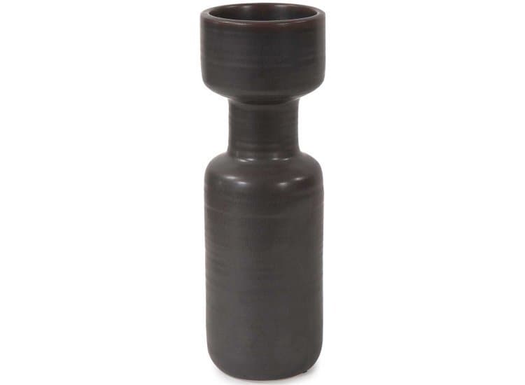 Howard Elliott Ryman Small Candle Holder, Dark Graphite Grey Finish