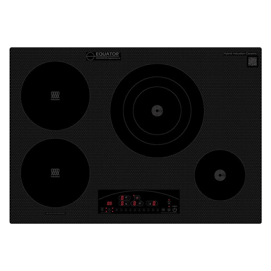 Equator 30" Electric Hybrid CERAMIC-INDUCTION 4 Burner Cooktop Equator Design 220V EHC 30422 ED