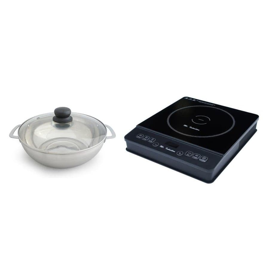 11.42 in., 1800-Watt Induction Cooktop with 8 Power Settings with 1 Element and Stainless-Steel Pot, Black