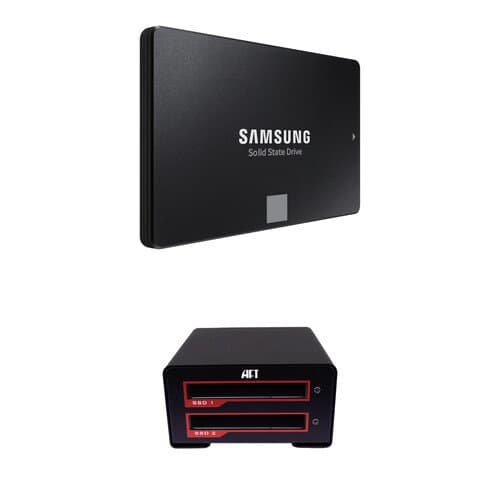 Samsung 500GB 870 EVO SATA III 2.5" Internal SSD and USB 3.1 Gen 2 Type-C RAID Enclosure Kit