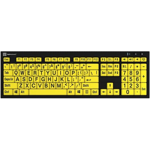 Logickeyboard XL Print NERO PC Slim Line Black on Yellow Keyboard