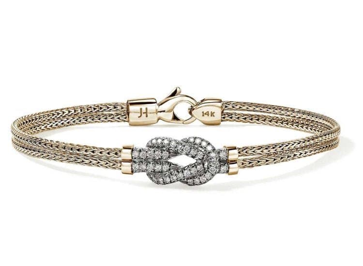 John Hardy Love Knot Bracelet-Size Small-in 18K Yellow Gold with Diamonds