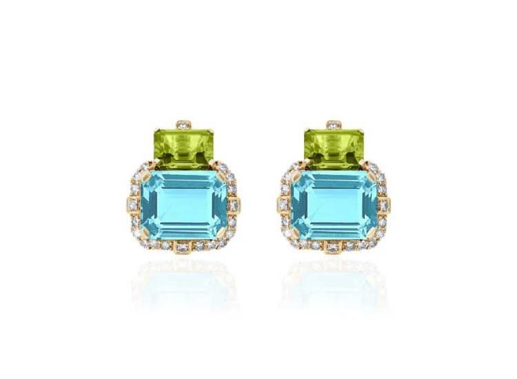 Goshwara Gossip Stud Earrings with Blue Topaz and Peridot
