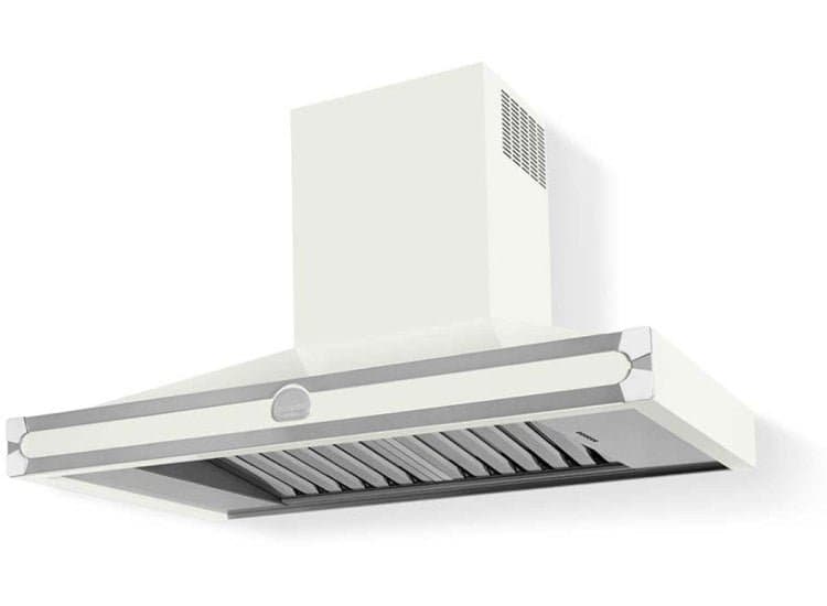 La Cornue CornuFe 110 43" Pure White With Polished Chrome Accents Wall Hood - H1WP