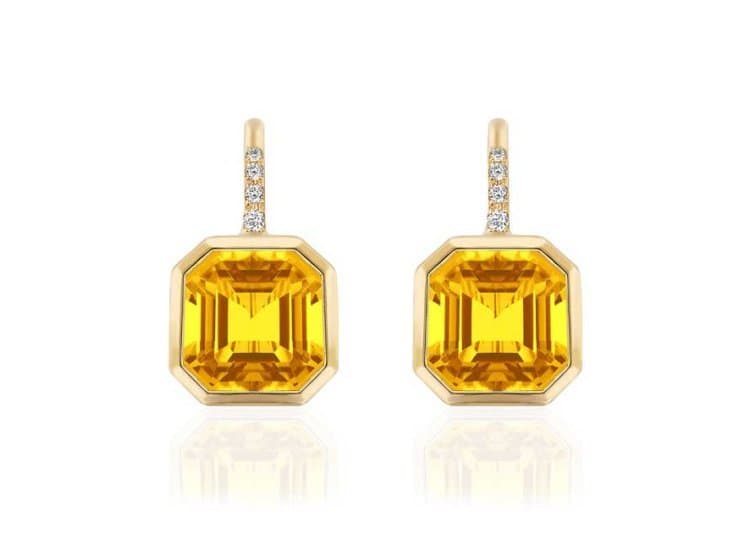 Goshwara Gossip Octagonal Bezel Drop Earrings with Citrine