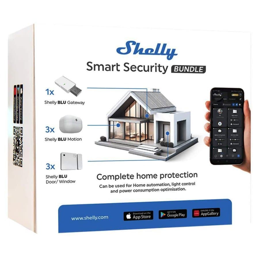 Shelly Smart Security Bundle, Bluetooth Devices, Home Automation, Customized Alarm Zones, Automation Scenarios