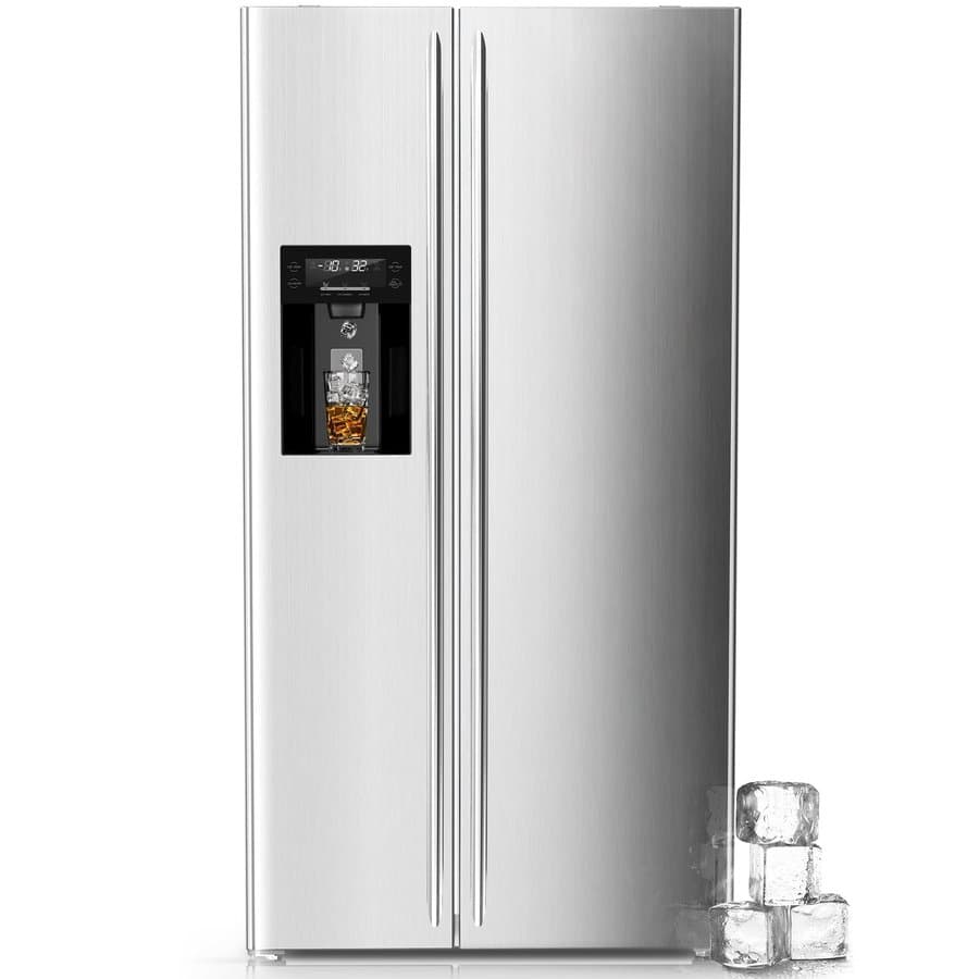 COWSAR 20.01-cu ft Counter-Depth 35.87-in Wide Side-by-Side Refrigerator with Ice Maker ,Water and Ice Dispenser ( Silver )