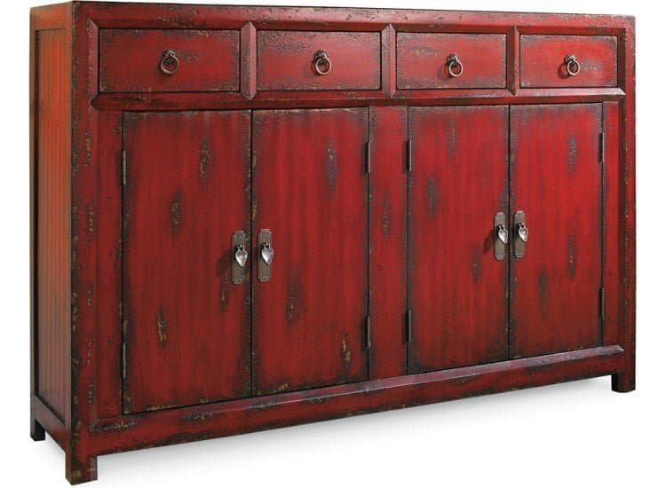 Hooker Furniture Living Room 58" Red Asian Cabinet