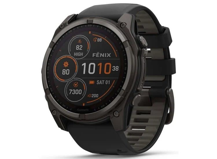 Garmin fenix 8 Solar Sapphire Smartwatch 51mm, Carbon Gray DLC Titanium and Black/Pebble Gray Silicone Band