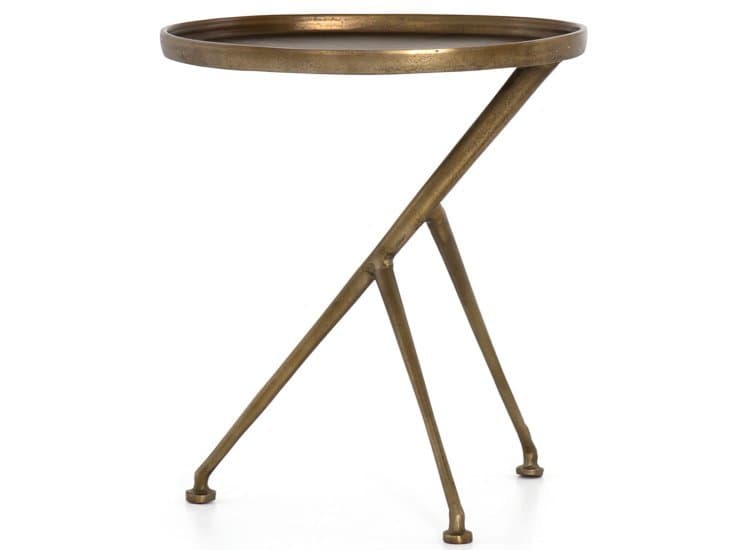 Four Hands Marlow Schmidt Accent Table, Raw Brass Finish