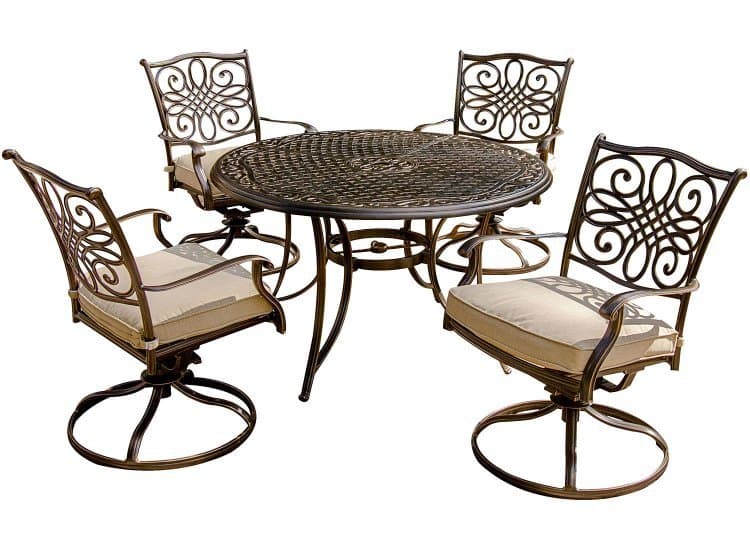 Hanover Brown Traditions 5-Piece Outdoor Dining Patio Set