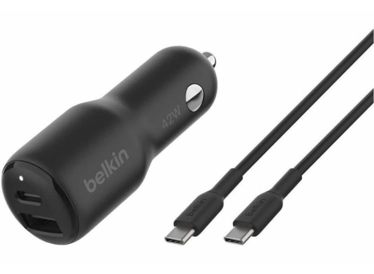 Belkin BoostCharge Dual Car Charger 42W with USB-C to USB-C Cable
