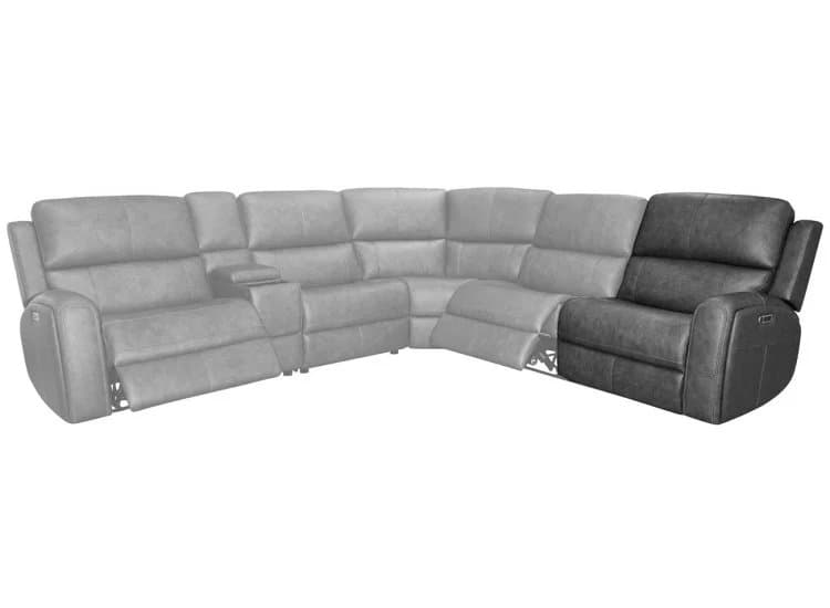 Flexsteel Linden RAF Power Recliner with Power Headrest and Lumbar, Charcoal Leather