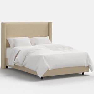 Skyline Furniture Linen Fabric Upholstered Queen Size Wingback Bed-Linen
