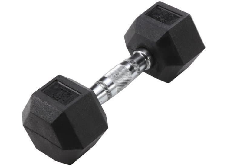 Body-Solid 15 lb Rubber Coated Hex Dumbbell