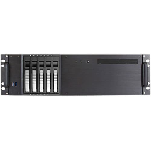 iStarUSA D-350HB-T 3 RU Compact 5 x 3.5" Bay Hotswap microATX Rackmount Chassis (Silver HDD Handles)