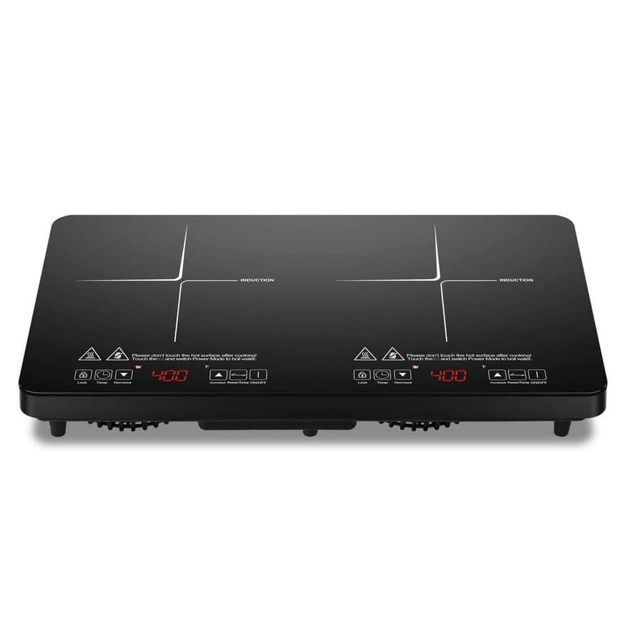 Dual Induction Cooktop with 10 Hour Timer, Safety Lock,12 in 1800W 2-Burner Induction Hob with 18 Power 20 Temperature