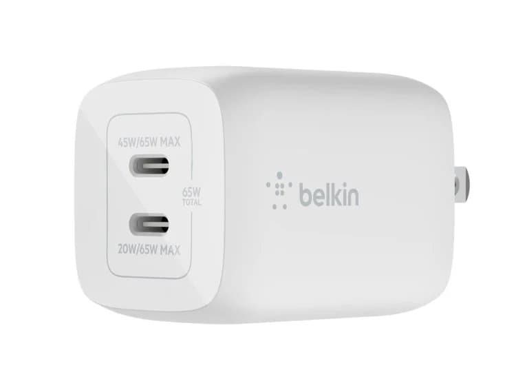 Belkin BOOST CHARGE Pro 65W Dual USB-C GaN Wall Charger With PPS
