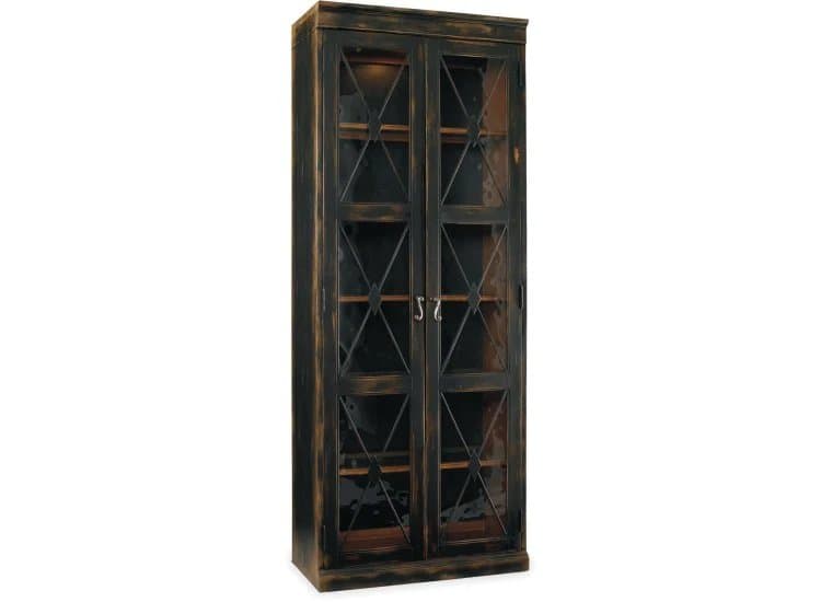 Hooker Furniture Living Room Sanctuary Two-Door Thin Display Cabinet Ebony-3005