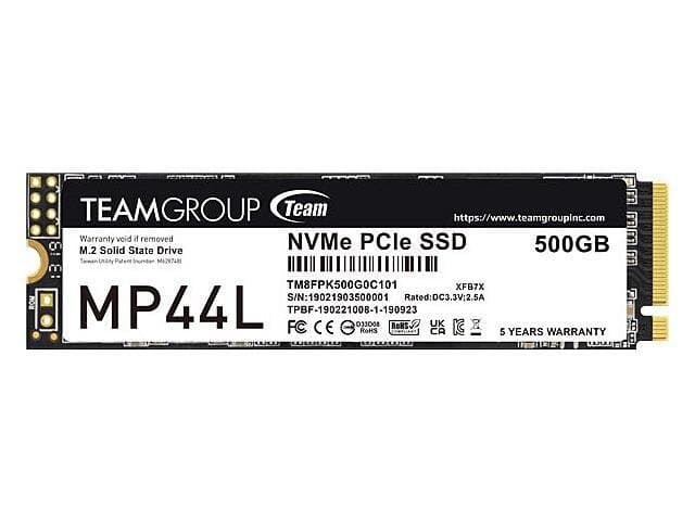 Team Group MP44L M.2 2280 500GB PCIe 4.0 x4 with NVMe 1.4 Internal Solid State Drive (SSD) TM8FPK500G0C101