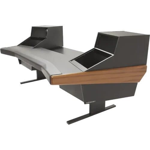 Argosy Dual 15 Workstation with Two DR847 Rack Modules and Mahogany Veneer Desktop