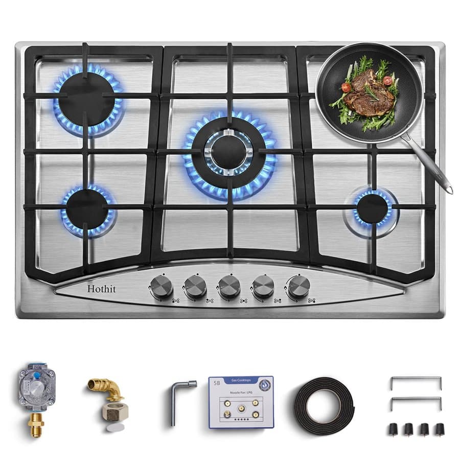 Damerin 30-in 5 burners Stainless steel Gas Cooktop