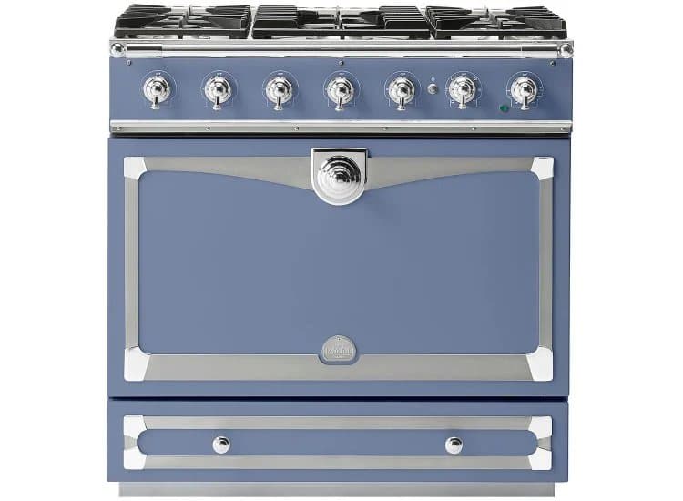 La Cornue CornuFe 90 Albertine 36 In. Provence Blue With Polished Chrome Trim Dual Fuel Range - C9LP