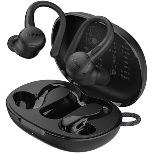 Belkin Soundform ActiveFit True Wireless Earbuds with Silicone Earhooks (Black)